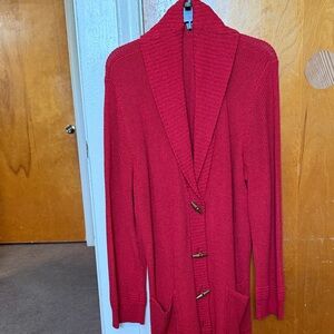 Women’s Red Shawl Collar Cardigan Sweater